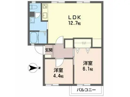 グランシャリオ日永西 C(2LDK/2階)の間取り写真