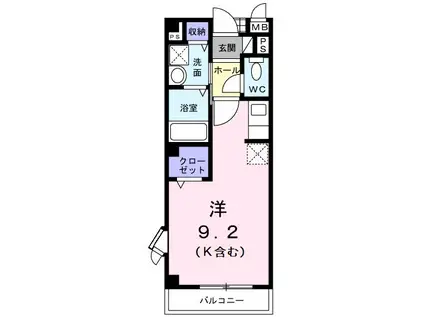 アベニ-ルハイムA(1K/2階)の間取り写真