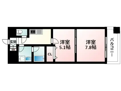 レフィーナカルム江坂(2K/4階)の間取り写真