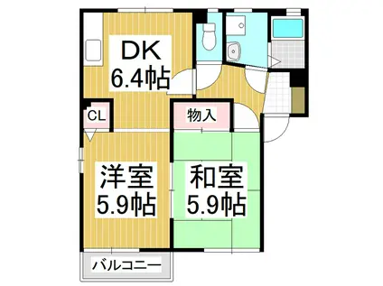 コーポサンフェスタ(2DK/1階)の間取り写真