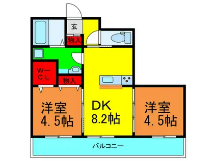 シャングリラ(2DK/3階)の間取り写真