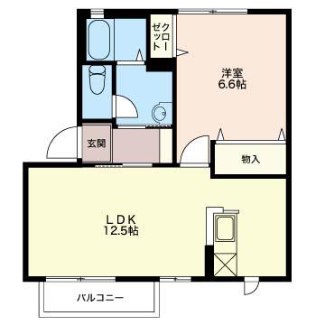 ディアス石山 C201(1LDK/2階)の間取り写真