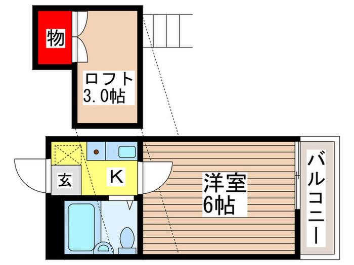 レジデンス立川(1K/2階)の間取り写真