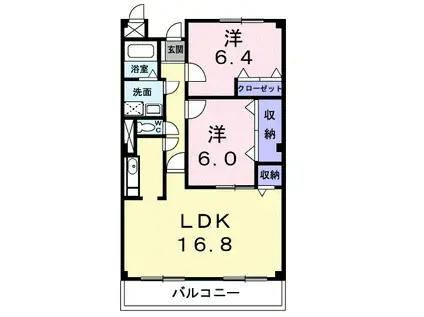 グランド・メール(2LDK/2階)の間取り写真