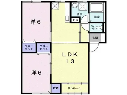 アマリュージュFB棟(2LDK/1階)の間取り写真