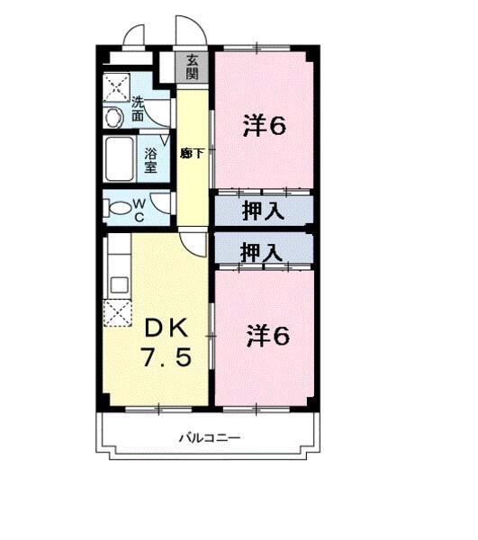 サンリーヴェ(2DK/1階)の間取り写真