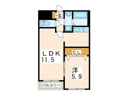 ベラージオ本荘(1LDK/3階)の間取り写真