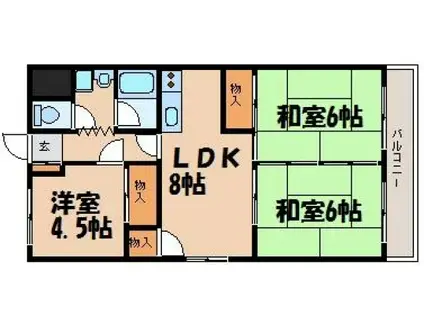 天畠マンション(3LDK/2階)の間取り写真