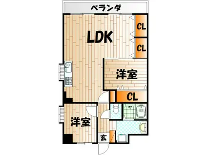 ビブレ西小倉A棟(2LDK/3階)の間取り写真