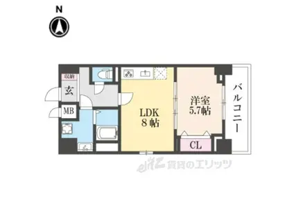 ココクレメント2(1LDK/2階)の間取り写真