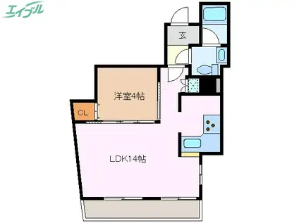 ウエストエンドビル(1LDK/8階)の間取り写真