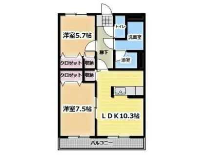 イーストン(2LDK/2階)の間取り写真