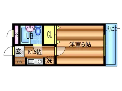 GRAND PAIR(1K/2階)の間取り写真