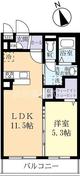 エクセラン阿見(1LDK/2階)の間取り写真
