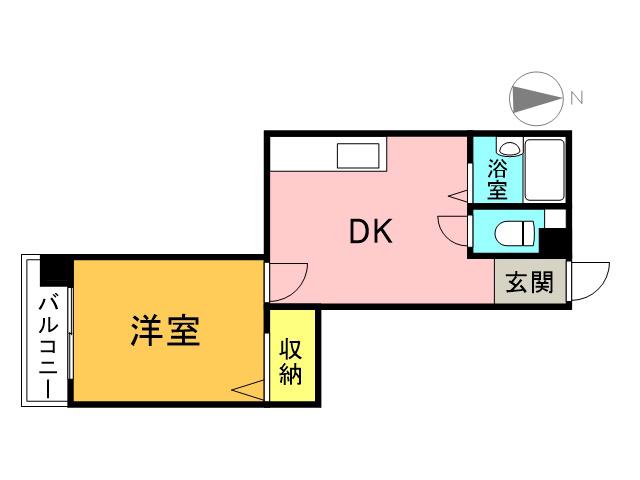 BELLO中広(1DK/4階)の間取り写真