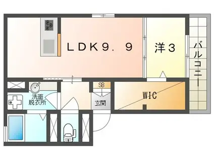 ペガコーン(1LDK/1階)の間取り写真