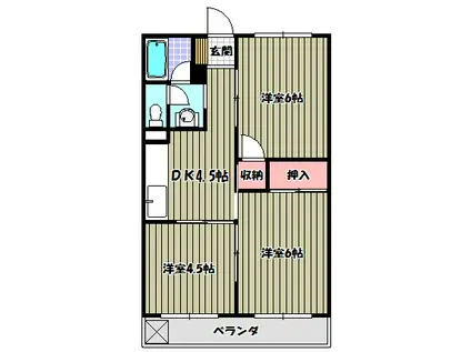 椋本マンション(3DK/2階)の間取り写真