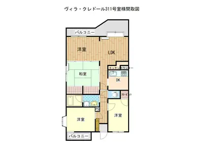 ヴィラ・クレドール(3LDK/3階)の間取り写真