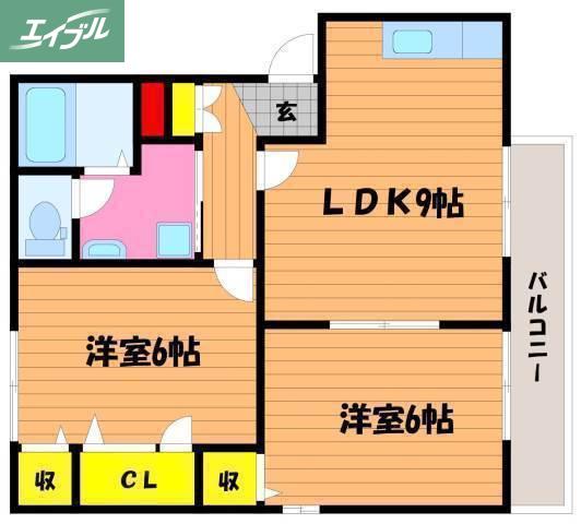 バリュージュ21 B棟(2DK/1階)の間取り写真