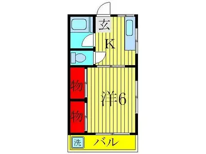 若葉ビル(1K/3階)の間取り写真