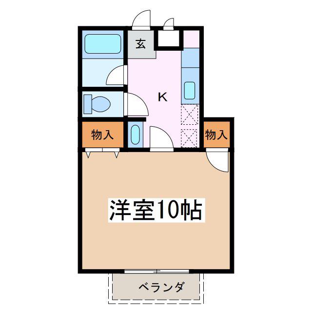 CASAマサキF(1K/1階)の間取り写真