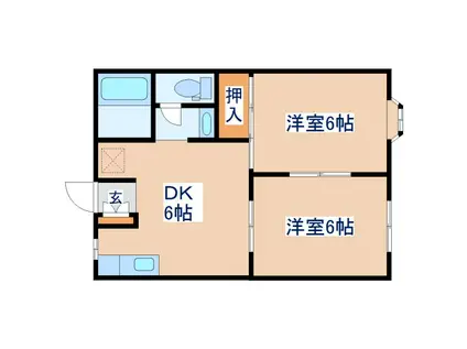 ホームオブミッシェルズA(2DK/2階)の間取り写真