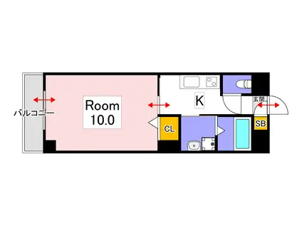 ソレイユ南中央町(1K/7階)の間取り写真