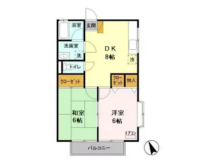 ブライトハイツ(2DK/1階)の間取り写真