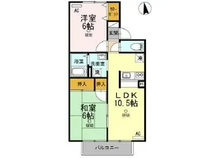 セレーノ岡本B棟(2LDK/2階)の間取り写真