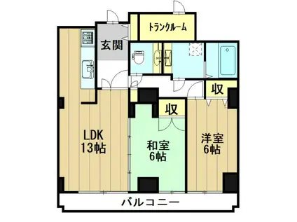 リアライズ山王(2LDK/6階)の間取り写真