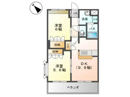 ドリームエンジェル(2DK/2階)の間取り写真