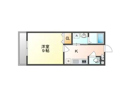 アーバンテラス東岡山II(1K/2階)の間取り写真