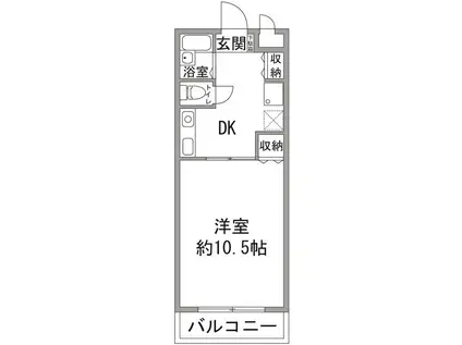 ウインド稲毛(1DK/2階)の間取り写真