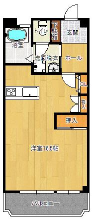 グランドゥールフレア(ワンルーム/2階)の間取り写真