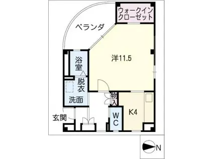 よもぎの郷(1K/3階)の間取り写真