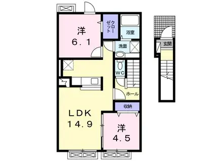 ダイアガーデン(2LDK/2階)の間取り写真