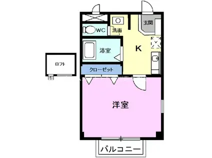 エスポアール宿(1K/2階)の間取り写真