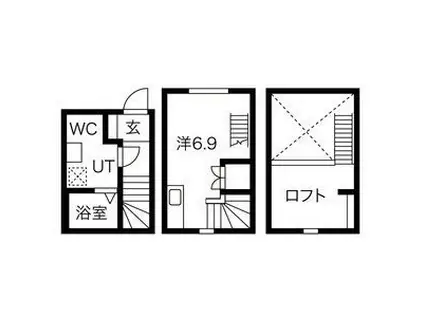 バステトこがね(1K/1階)の間取り写真