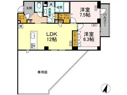 プライムフォレスト百合ヶ丘(2LDK/1階)の間取り写真