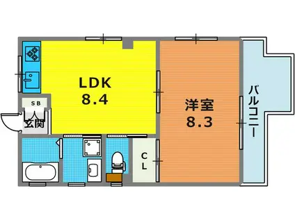 レガーロ三宮(1LDK/4階)の間取り写真