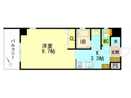 エルク中央(1K/7階)の間取り写真