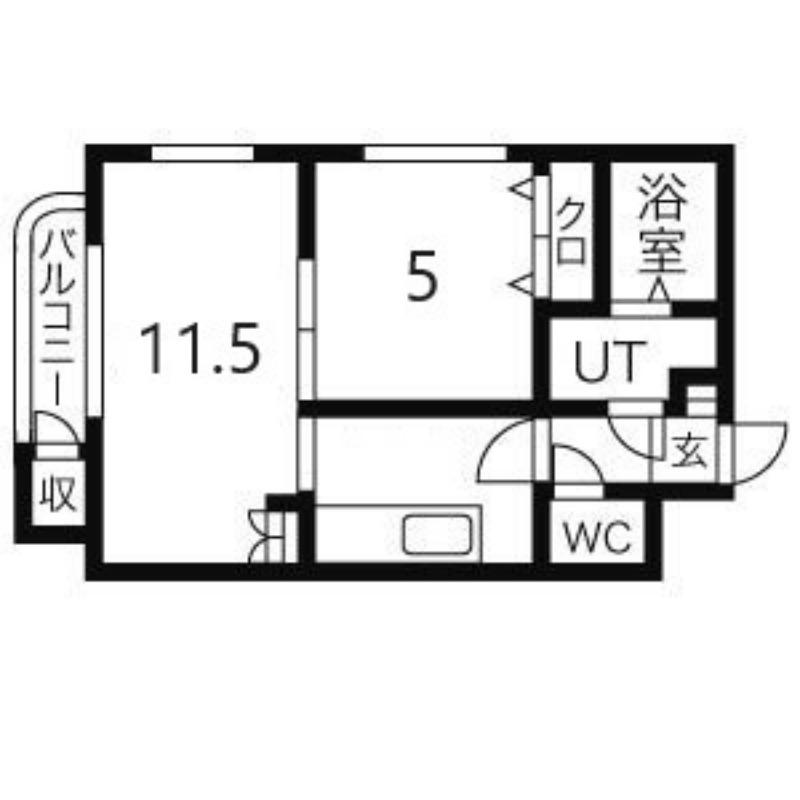 マンションむらかみⅦ(1LDK/1階)の間取り写真