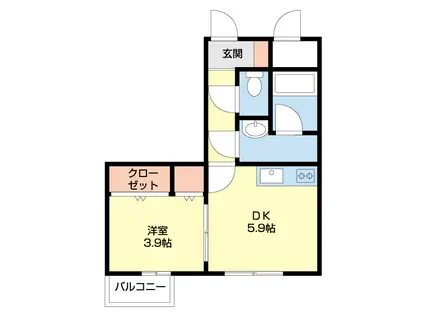 ライオンズマンション高田(1DK/2階)の間取り写真