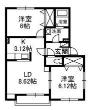 AS水江(2LDK/2階)の間取り写真