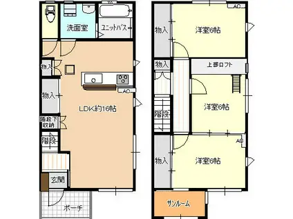 ピサリ豊田A棟(3LDK/1階)の間取り写真