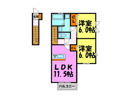 セジュール東宝塚(2LDK/2階)の間取り写真