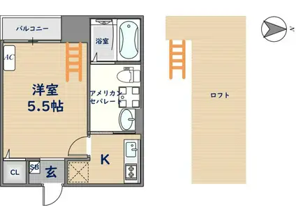 花園本町テラス(1K/1階)の間取り写真