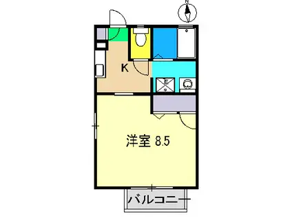 龍馬ハイツB(1K/1階)の間取り写真