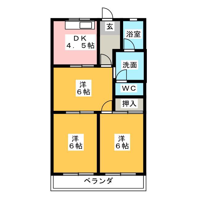 ジードルング山手(3K/4階)の間取り写真