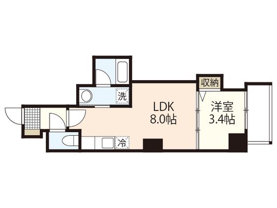 月光住吉町(1LDK/6階)の間取り写真